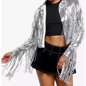 Silver Sequin Fringe Jacket